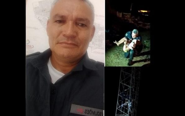 Mulher é regatada de torre com mais de 30 metros por policial em Canindé