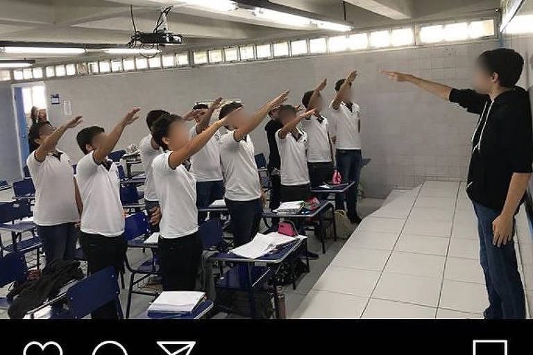 Alunos de escola do Recife fazem saudação nazista em sala e postam imagem em rede social