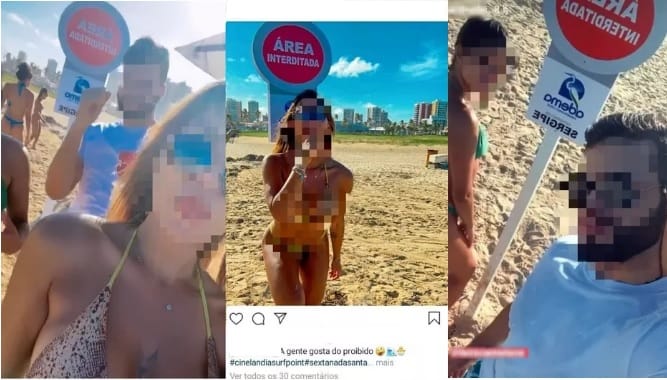Covid 19 Polícia indicia jovens que tiraram fotos com placas em praia interditada em Sergipe