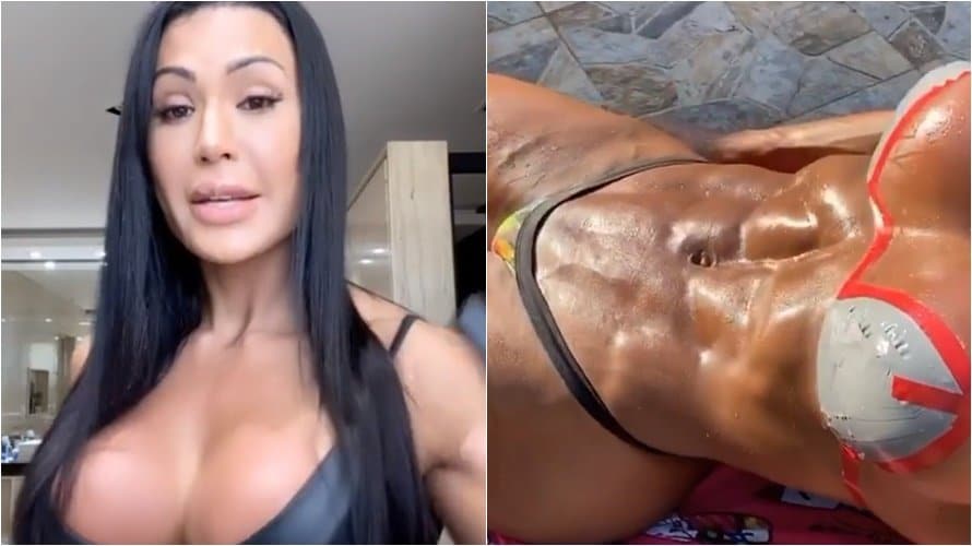 Em vídeo Gracyanne Barbosa ostenta corpo sarado em biquíni de fita na quarentena