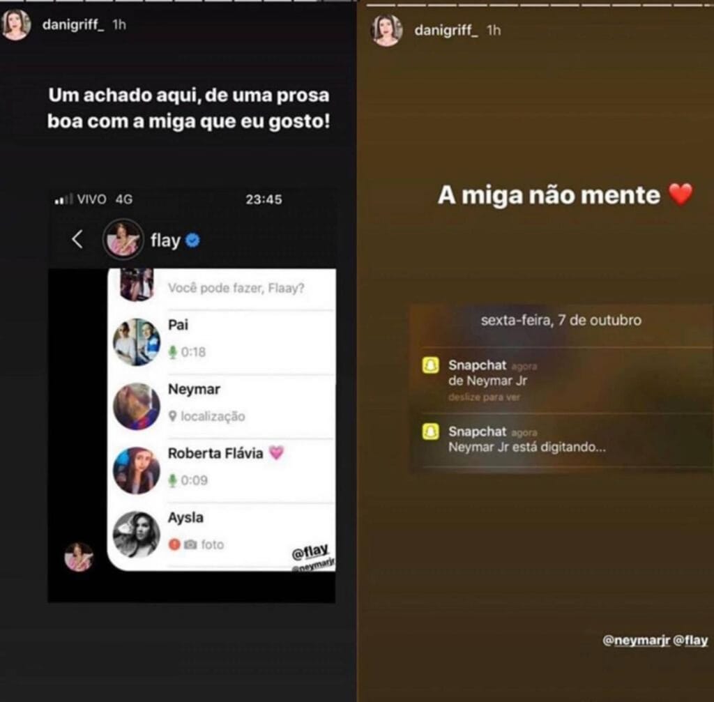 Amiga de Flay divulga conversa da ex BBB com Neymar 1