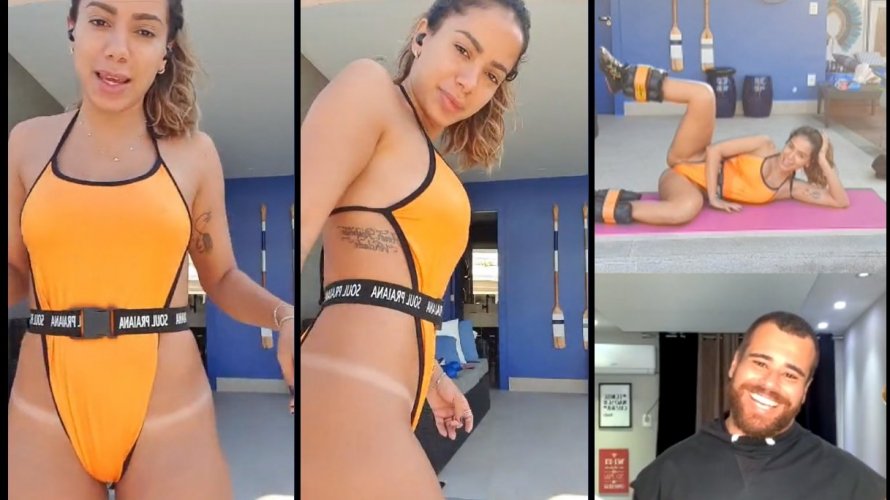 Com body supercavado Anitta chama atenção durante treino online