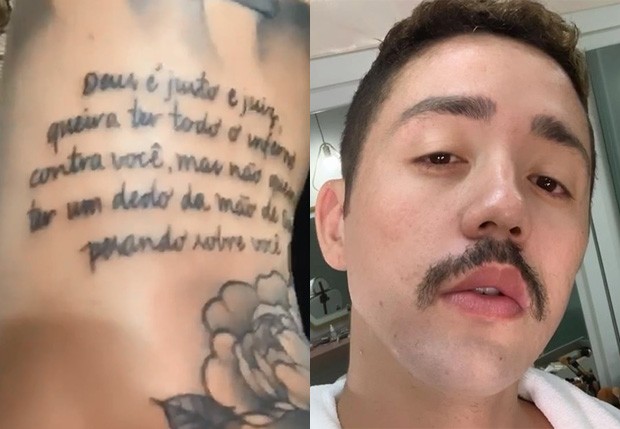 Humorista Rico Melquiades tatua texto errado Desesperado