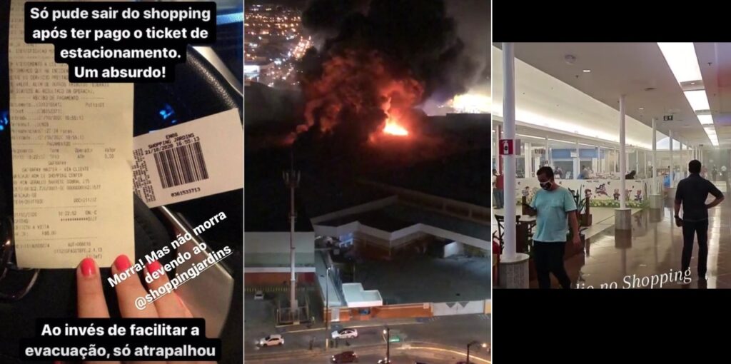 Incendio Cliente denuncia que so conseguiu sair do Shopping Jardins apos pagar estacionamento