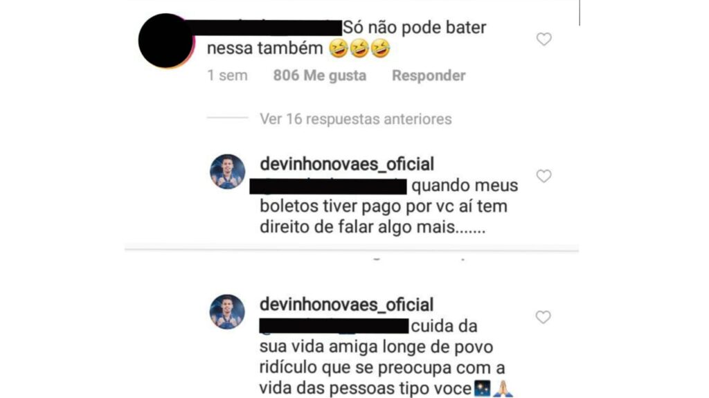 Devinho posta video fazendo coreografia ao lado de mulher e internauta alfineta So nao pode bater