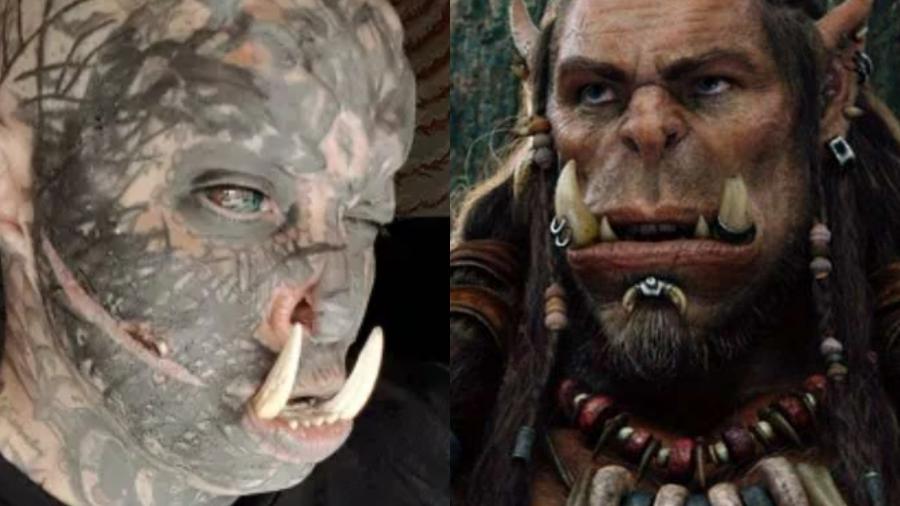 Tatuador brasileiro gasta quase R 3 mil para colocar presas e virar orc