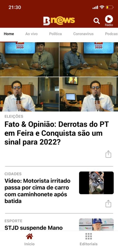 Aplicativo do BNews tem novo layout para usuarios de iPhone