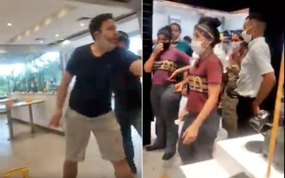 Cliente surta e joga lanche em funcionario por nao receber catchup veja video