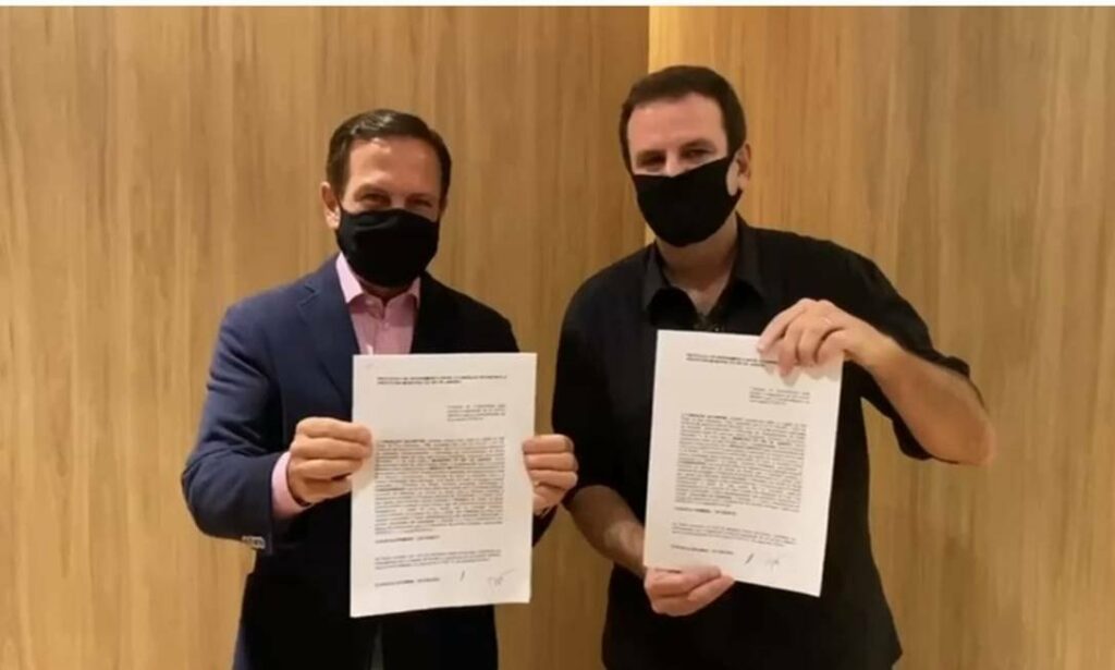 Paes e Doria anunciam acordo para Rio de Janeiro ter vacina contra covid 19 produzida pelo Butantan