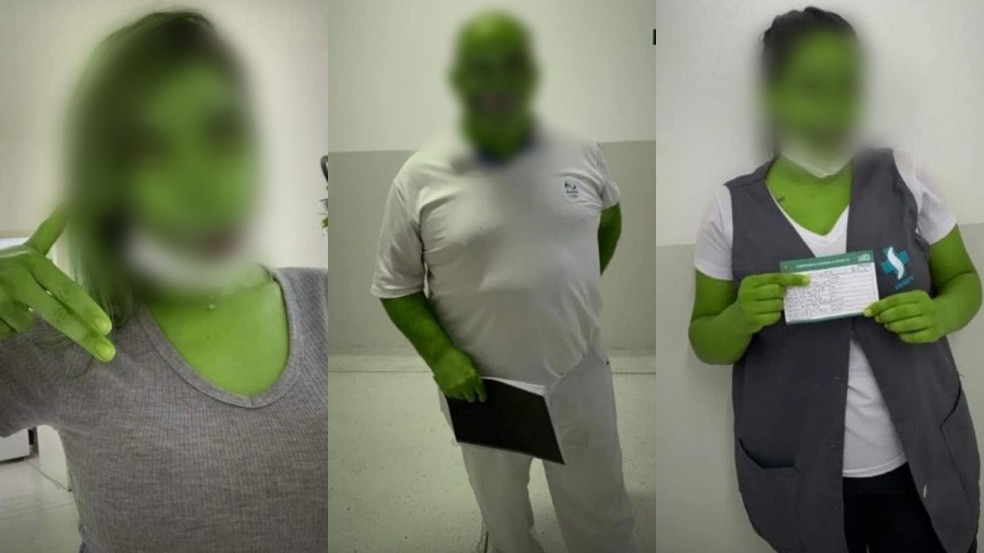 Funcionarios de unidade de saude sao advertidos por postarem fotos com filtro de ‘jacare apos vacina contra covid 19