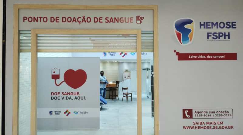 Hemose instala posto de coleta de sangue no shopping Riomar em Aracaju