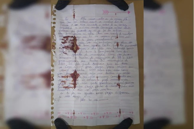 Carta escrita por Lazaro Barbosa da supostos detalhes dos seus crimes confira