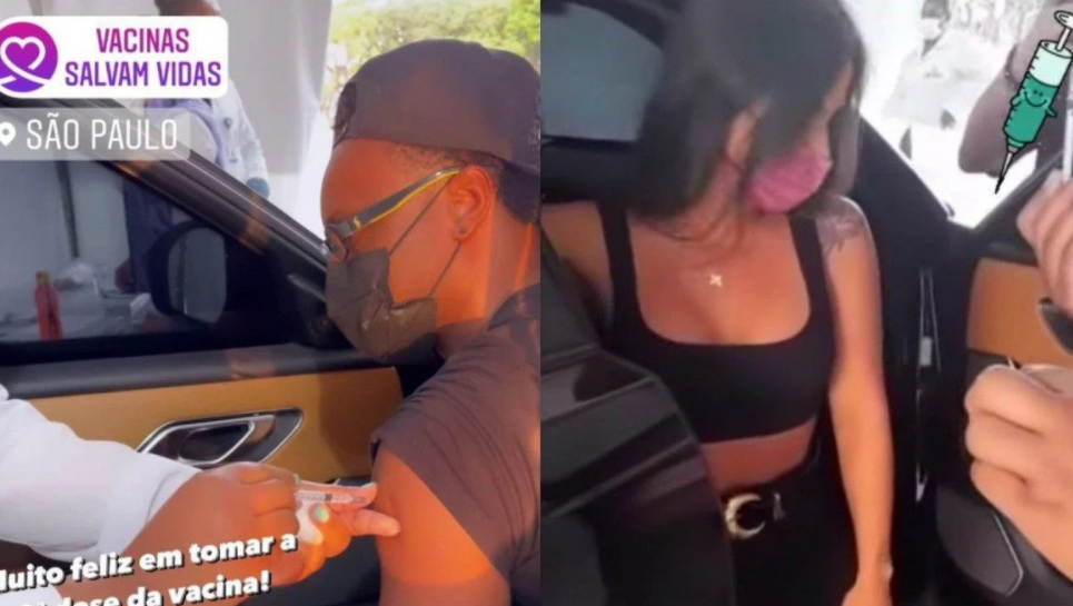 Carol Peixinho e Thiaguinho se vacinam no mesmo carro e aumentam rumores de affair diz colunista