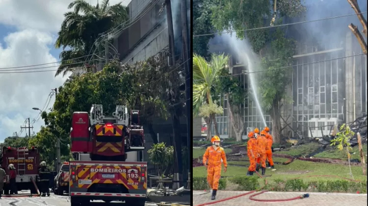 Incendio atinge Tribunal de Justica em Fortaleza veja video
