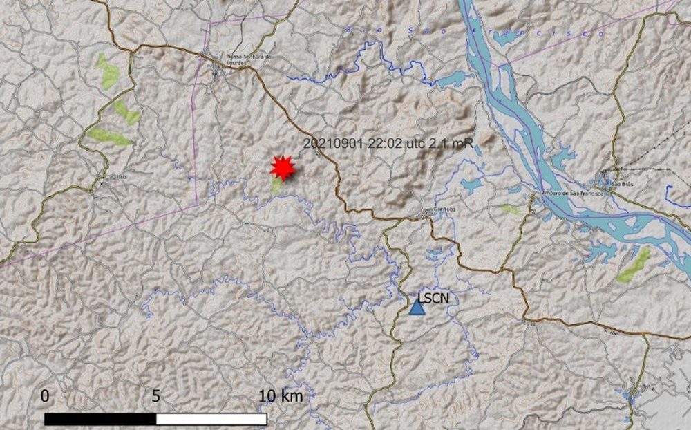 Municipio sergipano registra tremor de terra de magnitude 2.1 nesta quarta 1° e1630585850342