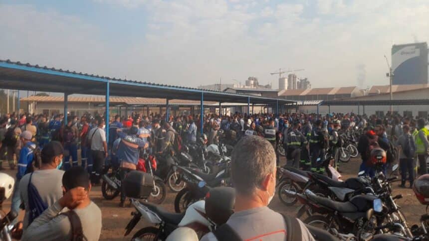 Trabalhadores do projeto da maior fabrica de celulose do mundo afirmam ter sido demitidos sem recisao em Sao Paulo