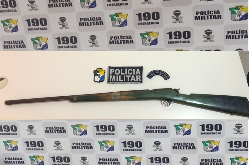 Policia Militar cumpre mandado de prisao em Poco Redondo e apreende espingarda
