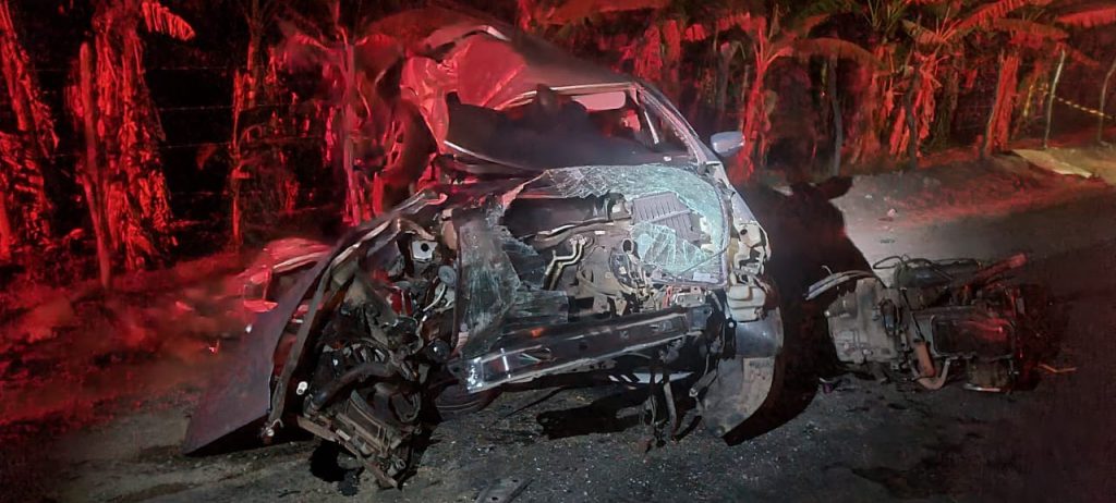 Motorista morre apos carro colidir e pegar fogo em Malhador