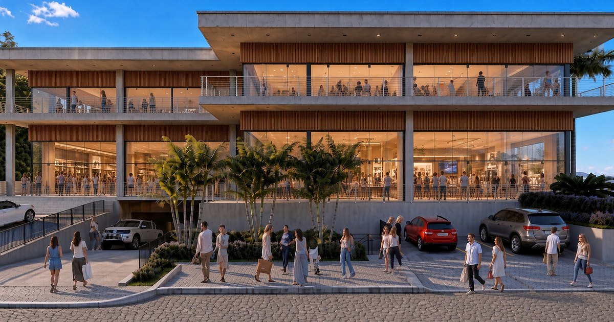 Vista lateral do projeto do Barra Park Shopping