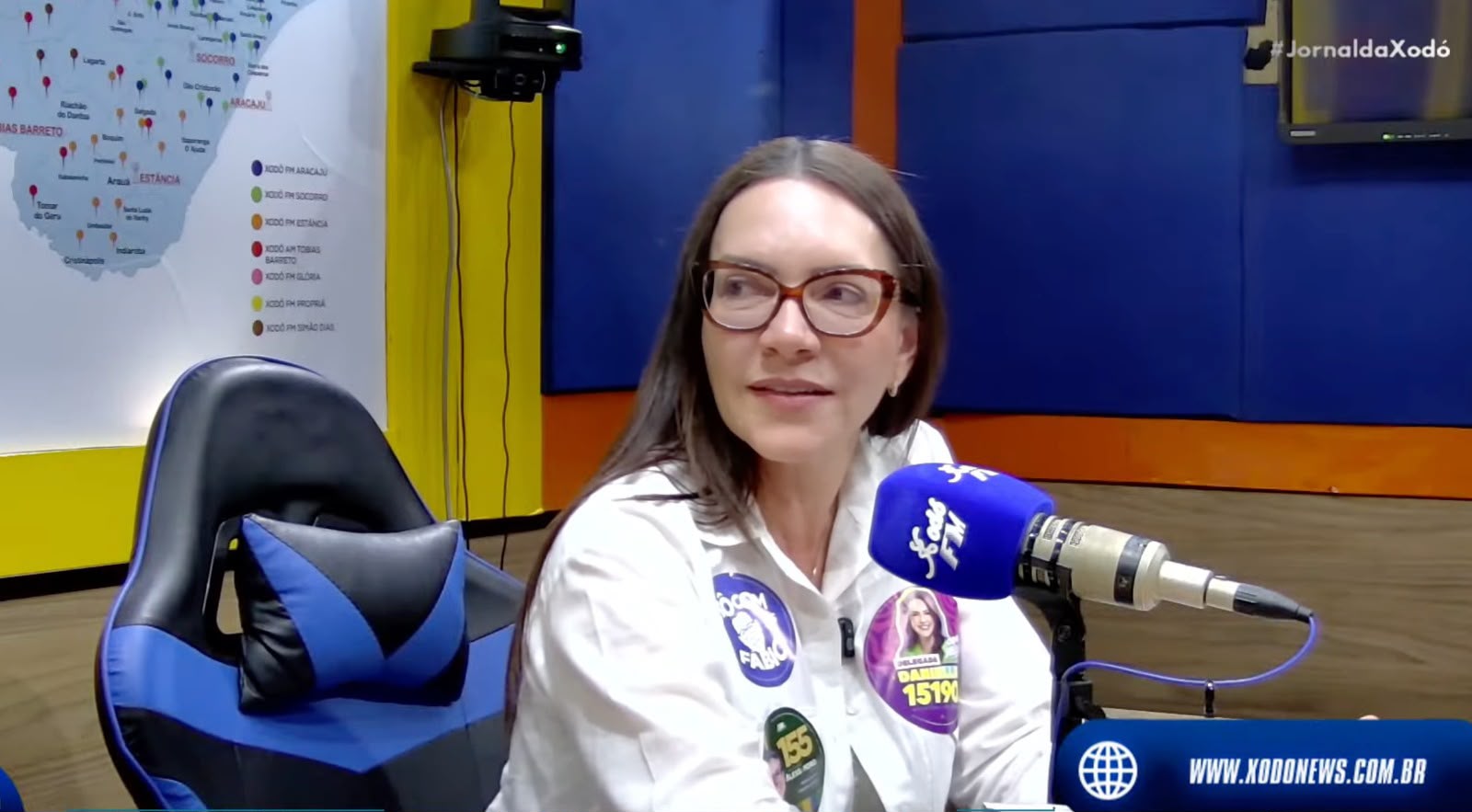 A candidata a deputada estadual Delegada Danielle Garcia durante entrevista ao Jornal da Xodó