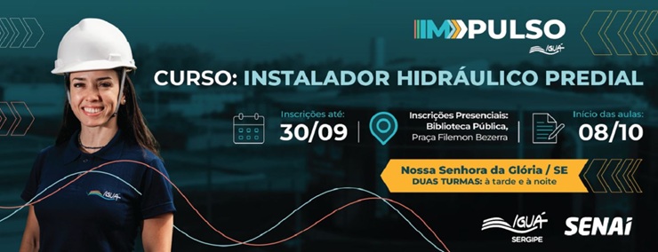 Inscrições abertas para curso grátis de Instalador Hidráulico em Glória