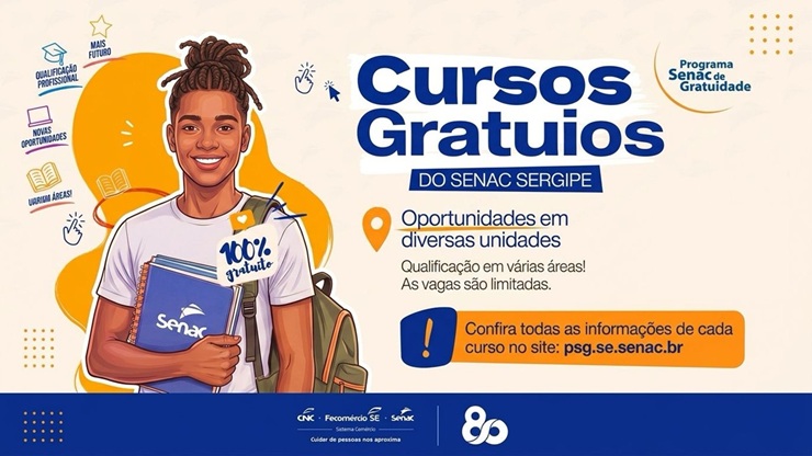 Senac-SE oferece 575 vagas gratuitas pelo PSG; inscrições abrem 28/9