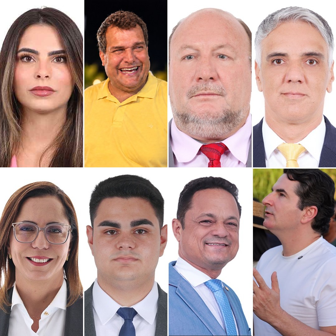 Em cima: Yandra Moura, Cláudio Mitidieri, João Daniel e Fábio Reis. Embaixo: Delegada Katarina, Ícaro de Valmir, Capitão Samuel e Gustinho Ribeiro